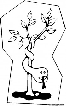 Printable Snake Spinning On Tree Coloring Page