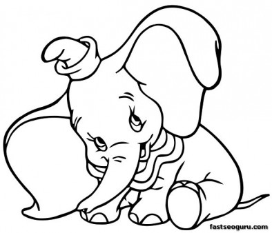 Printable coloring pages Dumbo Shy Disney Characters