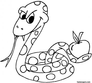 Printable Snake With Apple coloring pages
