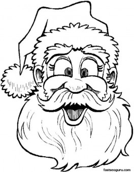 Printable coloring sheet Santa Claus says Merry Christmas to children 