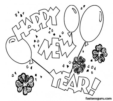 Printabel New Years Balloons coloring page