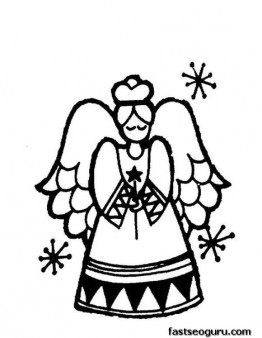 Print out coloring sheet of Christmas Angel for kids