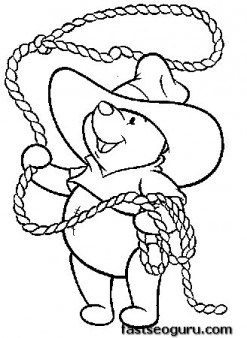 Disney Characters pictures to print Winnie the Pooh a cowboy