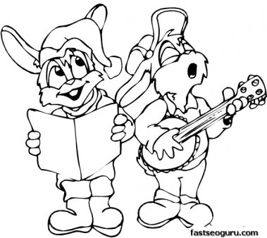 Christmas 2 Mouse Carollers singing Print out coloring pages
