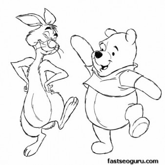 Disney Characters sheet to print Winnie the Pooh and rabbit dance