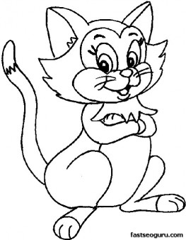 Printabel coloring pages animal funny cat face