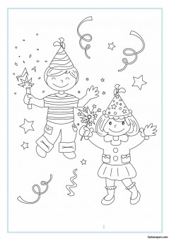 Printable new year coloring sheet kids
