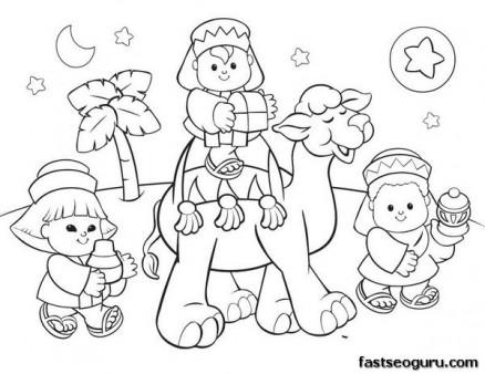 free printable coloring Christmas picture of wise men