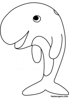 Printable sea happy face whale coloring page