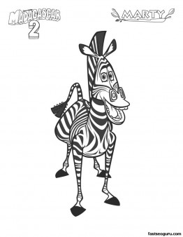 Print out Madagascar 2  Marty the zebra coloring page