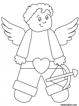 Print out Valentines Day Cupid coloring page