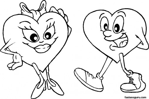 Printable Valentines Day Hearts In Love Coloring Page