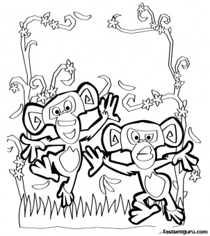 Printable Monkeys of Madagascar Mason and phil coloring pages