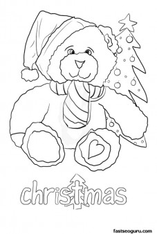 Printable Christmas Bear Pictures to Coloring in pages for kids