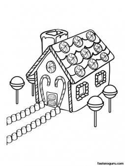 Printable Christmas gingerbreads house coloring sheet