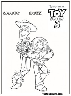 Woody and Buzz cartoon coloring page for kids