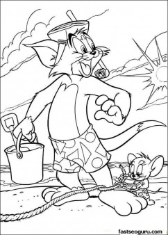 Printable Tom And Jerry is on the sea coloring page
