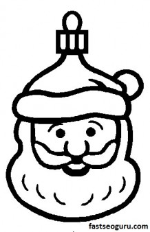 Print out Santa claus face  decorating a Christmas tree coloring page
