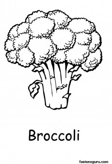 Printabel vegetable Broccoli coloring page