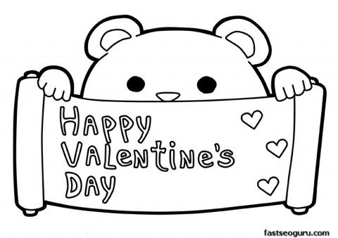Printable happy Valentines Day coloring pages februar 14