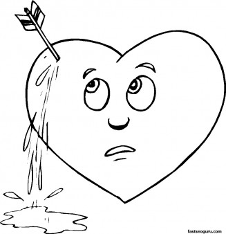 Printable Valentines Day Pierced Heart Coloring Page