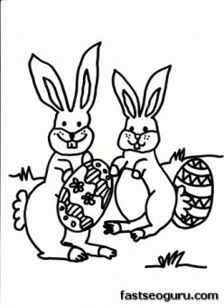 Printable Easter eggs and bunny coloring page