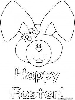 Printable Happy Easter Bunny face coloring pages