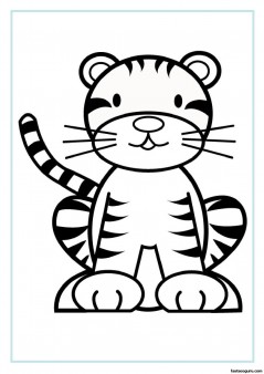 Free printable animal tiger baby colouring sheet for kids