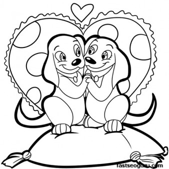 Printable Valentines Day two cute puppies in love
