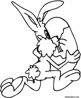 Print out Bunny running easter egg Coloring page