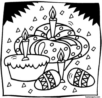 Printable Easter Eggs And Cakes Coloring Pages