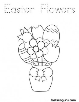Printable Easter Flowers coloring pages for kids