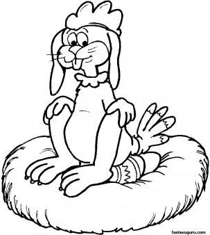 Printable Easter Bunny Hatching Eggs Coloring Pages