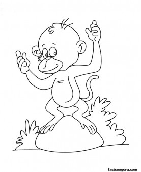 Printable Baby monkey Coloring page for kids