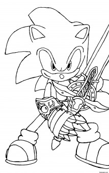 Printable Character Sonic holding swords coloring pages - Printable