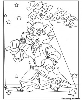 Printable animal Hip Hop Bear coloring pages for kids
