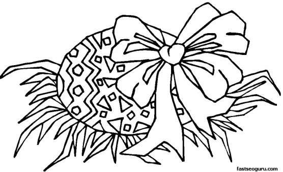 Printable Easter Egg With Bow Coloring Page
