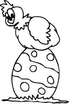 Printable Easter chicken sitting on egg.coloring page