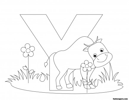 Printable Animal Alphabet worksheets Letter Y is for Yak - Printable