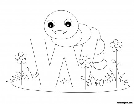 Printable Animal Alphabet worksheets Letter W is for Worm