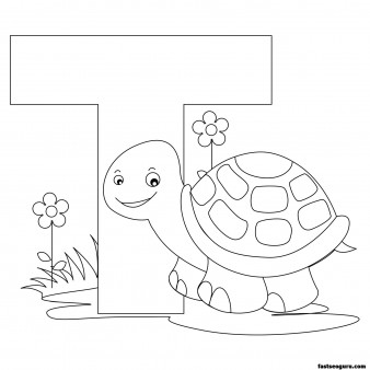 Printable Animal Alphabet worksheets Letter T is for Turtle