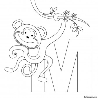 Printable Animal Alphabet worksheets Letter M for Monkey