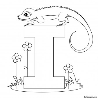 Printable Animal Alphabet Letter I for Iguana