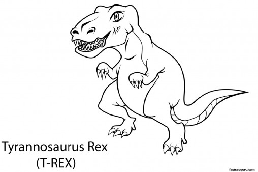 Printable dinosaur tyrannosaurus rex coloring in pages - Free Kids