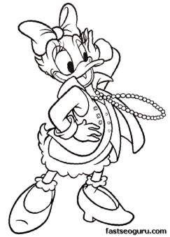 Printable Disney daisy duck dress to party coloring page