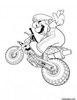 Printable Super mario with motorcycle 