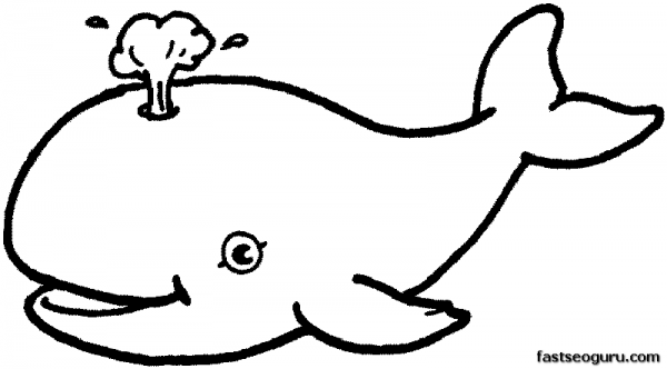 Printable sea happy face whale coloring in sheets