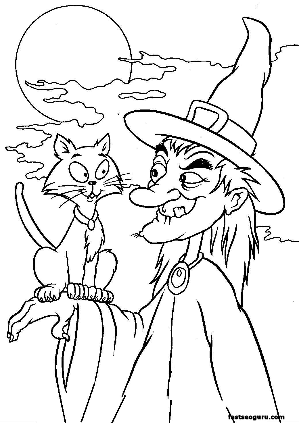 halloween cat coloring pages printables - photo #17