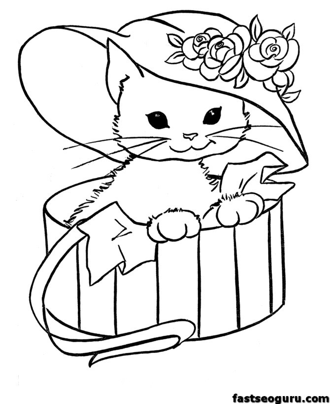 kitty cat free coloring pages - photo #1