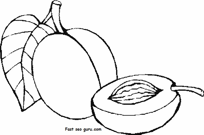 Print Out Fruits Nectarine Coloring Page
